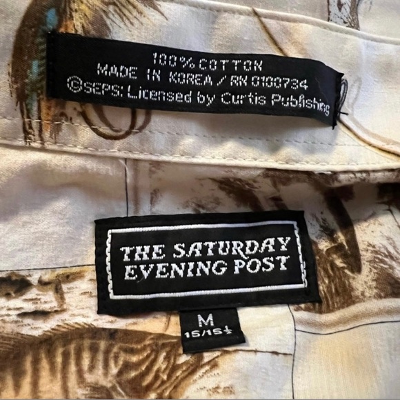 14. Men’s Cotton Button Down Shirt- Medium The Saturday Evening Post - Picture 2 of 7